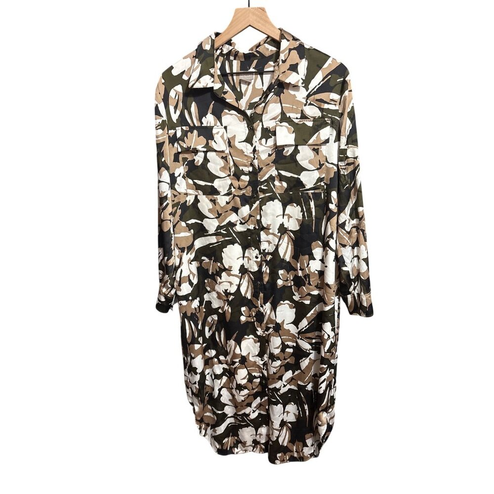 Chicos Womens Camouflage Print Button-Up‎ Dress Size 12/14